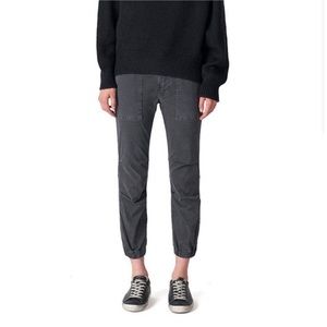 Nili Lotan Cropped Military Pants Pockets Straight Leg Carbon Grey Gray